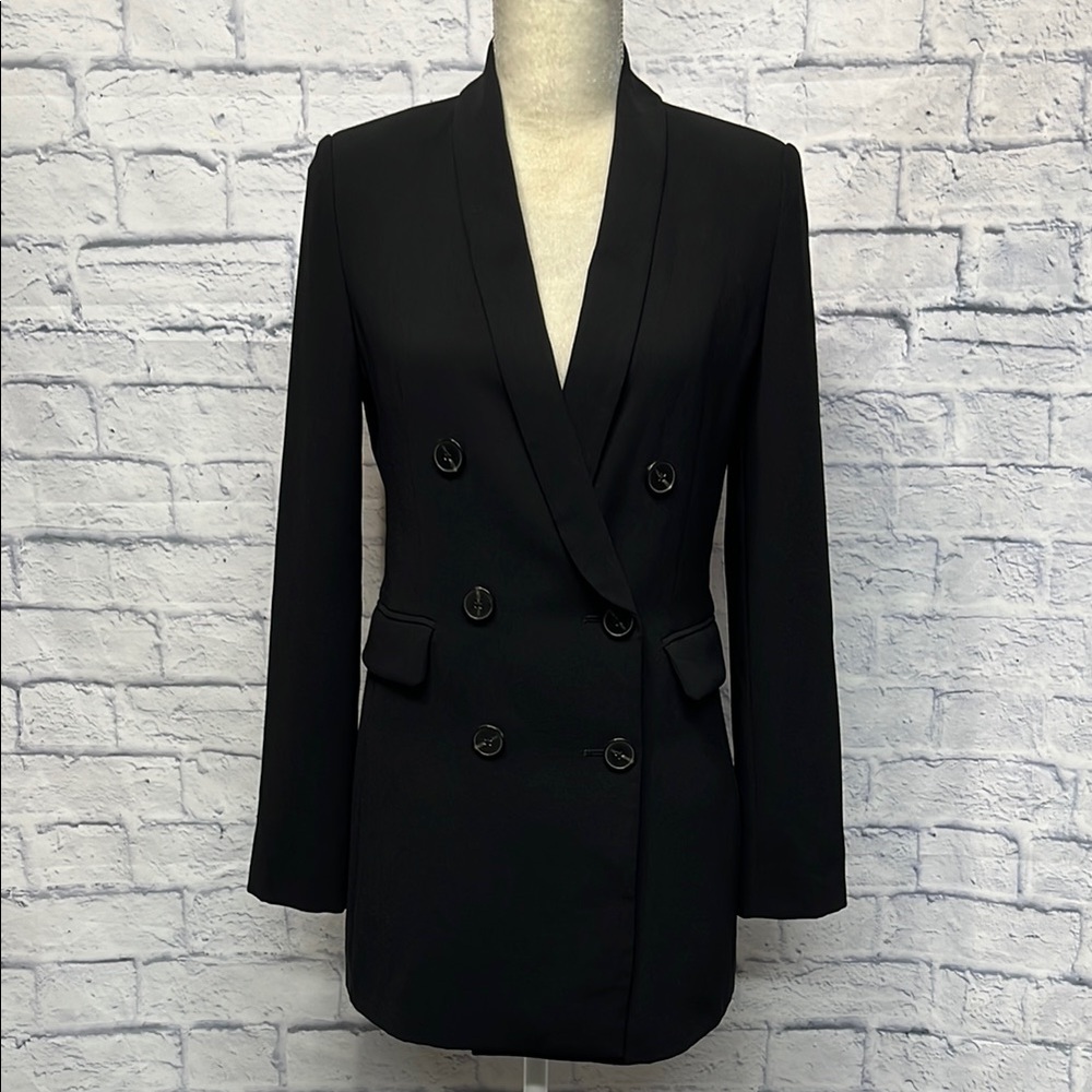 Zara Women's Black Double-Breasted Black Blazer